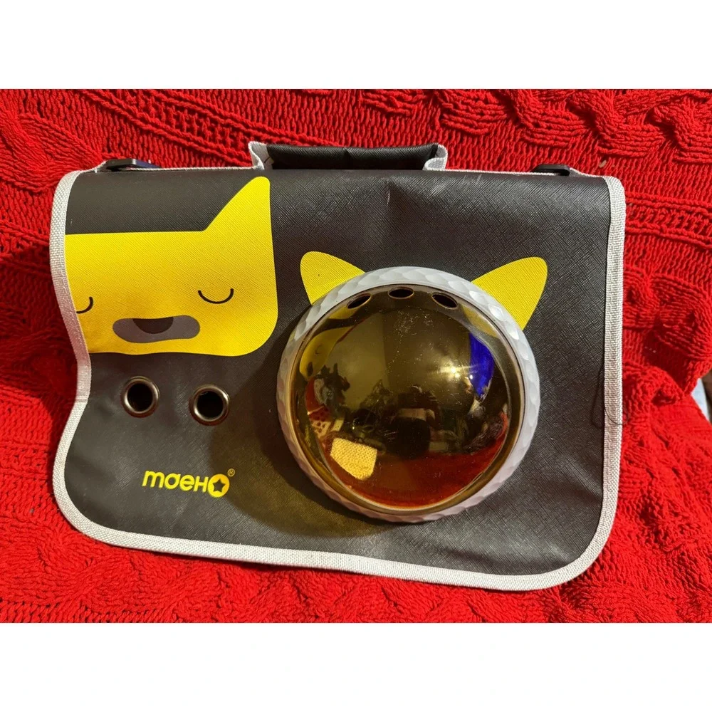 Moeno Cat Carrier Space Capsule Bubble Window Backpack Black Yellow Pet Travel